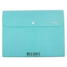 Папка-конверт (Картотека) на кнопке 6 отделений, Devente "Glitter Shine"A4 (320x230 мм), 400 мкм, фактура"песок" с блестками, сверкающий бирюзовый