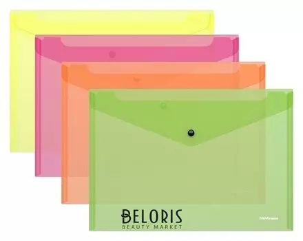 Папка-конверт на кнопке А4, Erich Krause Fizzy Neon