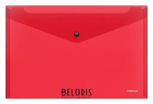 Папка-конверт на кнопке А4, Erichkrause. Glossy Classic, полупрозрачная, красная