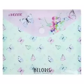 Папка-конверт на кнопке А6 (170 х 140 мм), 150 мкм, горизонтальная, Devente Butterfly Dreams