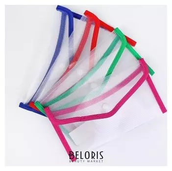 Папка-конверт на кнопке, формат в65, 330 мкр, жёсткая, с кантом, прозрачная рефлёная