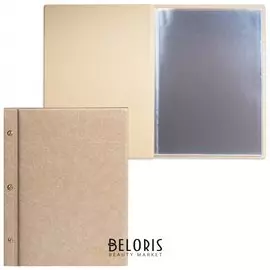 Папка "Меню"на трех винтах, с 10 файлами, 220х320 мм, бежевая,"ДПС"