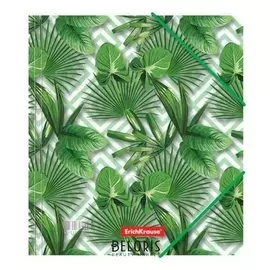 Папка на резинке Erichkrause "Tropical Leaves" а5+, 5 мм, 550 мкм, для тетрадей, с рисунком