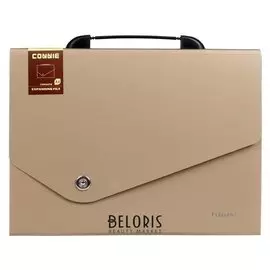 Папка-портфель 13 отделений, формат А4, на кнопке, бежевый