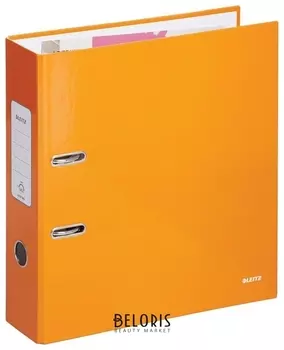 Папка-регистратор Leitz, механизм 180°, покрытие пластик, 80 мм, оранжевая