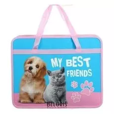 Папка с ручками пластиковая Кот с собакой