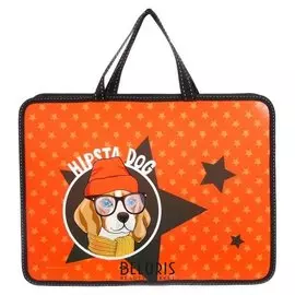 Папка с ручками пластиковая Пес оранжевый