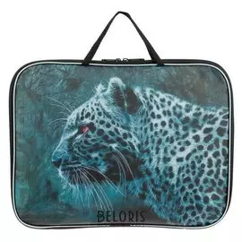 Папка с ручками текстиль А4, ширина 20 мм, 350 х 270 мм, Calligrata нейлон 600d, "Леопард серый"