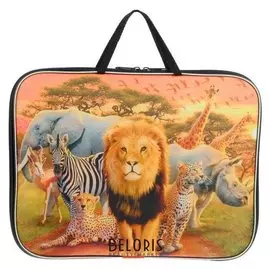 Папка с ручками текстиль А4, ширина 20 мм, 350 х 270 мм, Calligrata нейлон 600d, "Сафари"