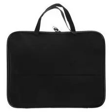 Папка с ручками текстильная, А4, 350 х 275 х 20 мм, «Офис», пдм-4, с карманом, чёрная