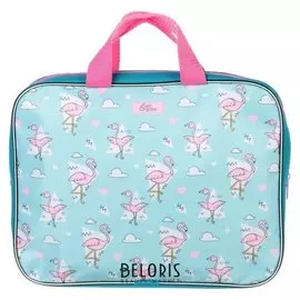 Папка с ручками текстильная Мята и фламинго