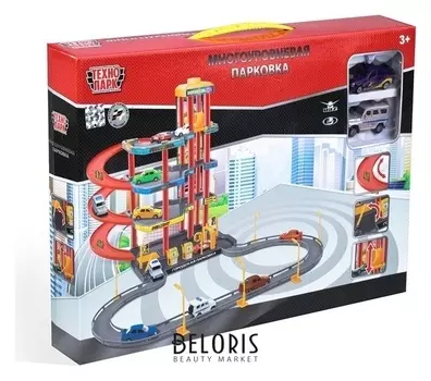 Парковка с двумя металлическими машинками УАЗ Лада 7,5 см