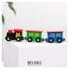 Паровоз и два вагона «Магнитные с животными»