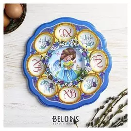 Пасхальная подставка на 8 яиц и кулич «Ангелочек с цыплятами»