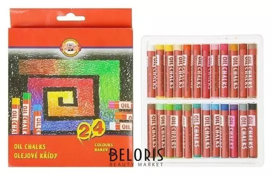 Пастель масляная 24 цветов, Koh-i-noor 8314, картонная упаковка, европодвес