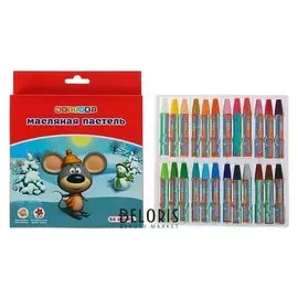 Пастель масляная «Цветик», 24 цвета, 75/10 мм, шестигранная