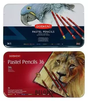 Пастель сухая художественная в карандаше, набор Derwent Pastel Hard 36 цветов, в металлической упаковке