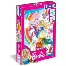 Пазл 104 элемента + наклейки Барби. Волшебная радуга