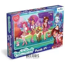 Пазл 104 элемента + наклейки Подружки и зверюшки