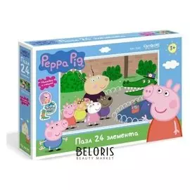 Пазл 24 элемента + наклейки Свинка Пеппа. День в зоопарке