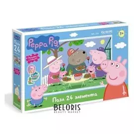 Пазл 24 элемента + наклейки Свинка Пеппа. Отдых на природе