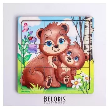 Пазл «Медведица и медвежонок», 9 деталей