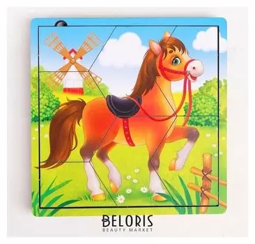 Пазл разрезной Животные фермы 3 картинки в раме