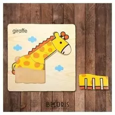 Пазл-вкладыш на деревянном основании " жираф"