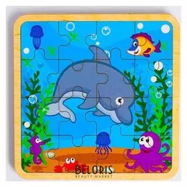 Пазл - вкладыш в рамке «Дельфин» 16×16 см