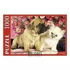 Пазлы 1000 элементов Щенок и котёнок