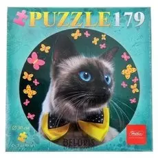 Пазлы круглые «Котёнок и бабочка», 179 элементов