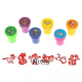 Печать цветная «Звери», набор 6 шт.