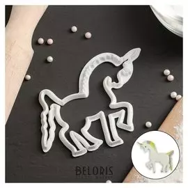 Печать для теста и марципана 10×9×0,5 см "Единорог"