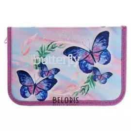 Пенал 1 секция 130 х 200 мм, 2 откидные планки, тканевый, Violet