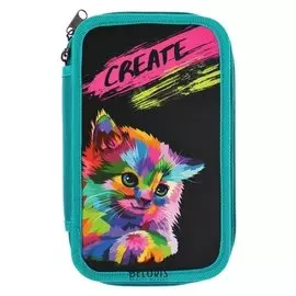 Пенал 2 секции для девочки Котик