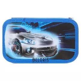 Пенал 3 секции 105 X 190 мм, ламинированный картон, тканевый торец Calligrata "Авто"