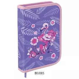 Пенал без наполнения 1 отделение, ткань, 20х14 см, "Flamingo"