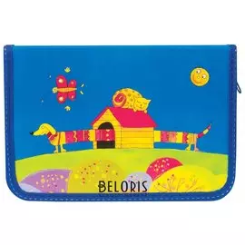 Пенал для девочек, 1 отделение, откидная планка, Пес и кот