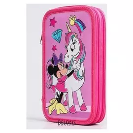 Пенал "Единорог", 2 секции, 125х205х40 мм, минни маус