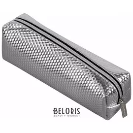 Пенал-косметичка, глянцевый, мягкий, "Celebrity Silver", 21х5х6 см