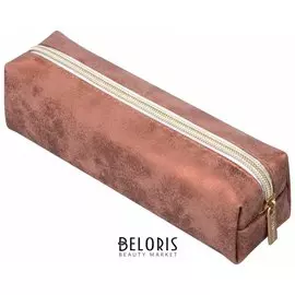 Пенал-косметичка, "Luxury", с эффектом позолоты, бронзовый, 21х5х6 см