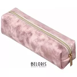 Пенал-косметичка "Luxury", с эффектом позолоты, розовый, 21х5х6 см
