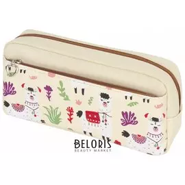 Пенал-косметичка мягкий "Ламы", бежевый, 20х6х9 см