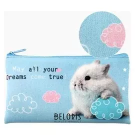 Пенал мягкий 1 отд. плоский 105*195 ПМП 02-123 люрекс дев "Зайка с тучкой" 61180