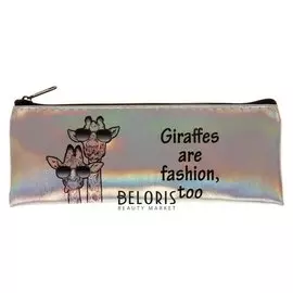Пенал мягкий, 1 отделение, плоский, 60 х 190 мм, «Оникс», ПМП 07-111, экокожа с голографией, «жирафы на стиле»
