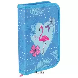 Пенал с наполнением 1 отделение откидная планка Flamingo