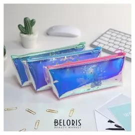 Пенал школьный "Единорог", зеркальный, на молнии, формат А65