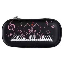 Пенал школьный на молнии кошечки черный