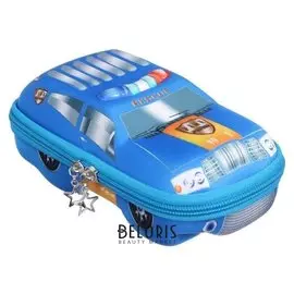 Пенал школьный на молнии машина голубая