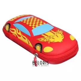 Пенал школьный на молнии машина красная